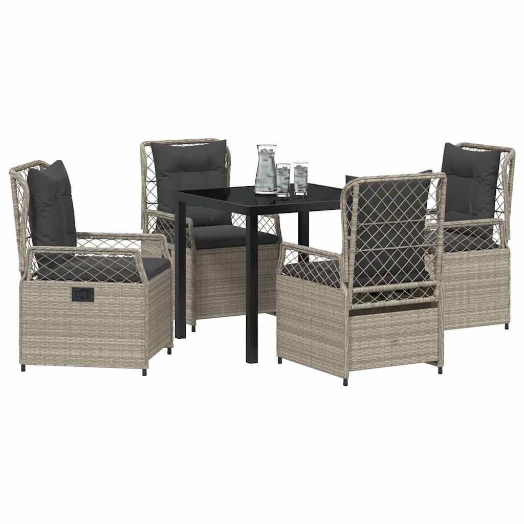 Set da Pranzo per Giardino 5 pcs Grigio chiaro polyrattan - homemem39