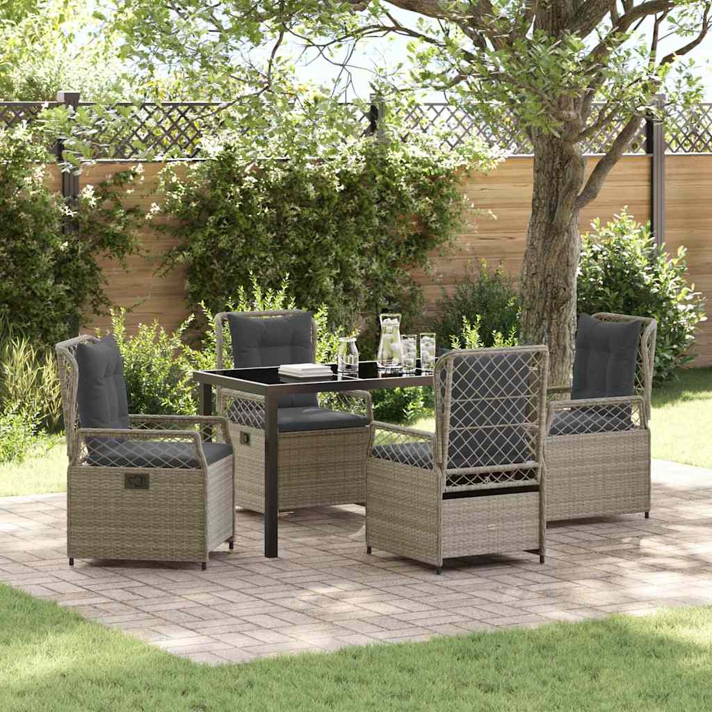 Set da Pranzo per Giardino 5 pcs Grigio chiaro polyrattan - homemem39