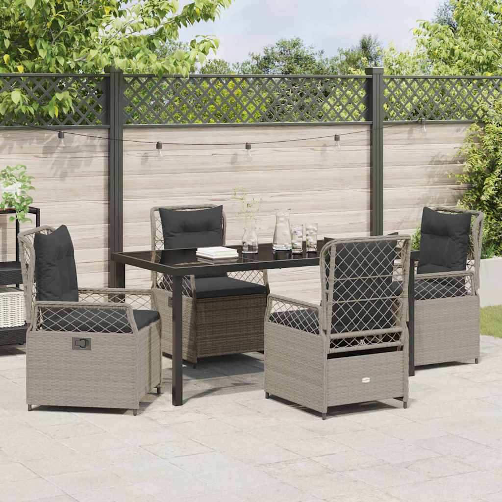 Set da Pranzo per Giardino 5 pcs Grigio chiaro polyrattan - homemem39