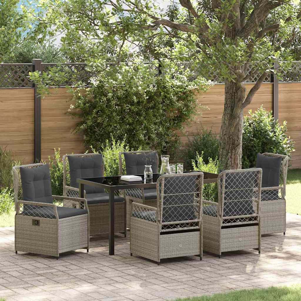 Set da Pranzo per Giardino 7 pcs Grigio chiaro polyrattan - homemem39