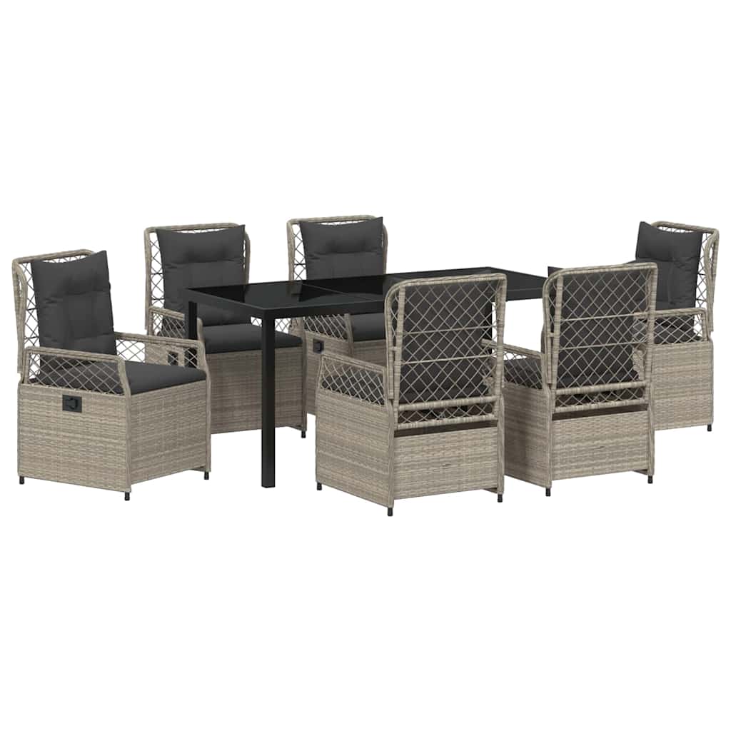 Set da Pranzo per Giardino 7 pcs Grigio chiaro polyrattan - homemem39