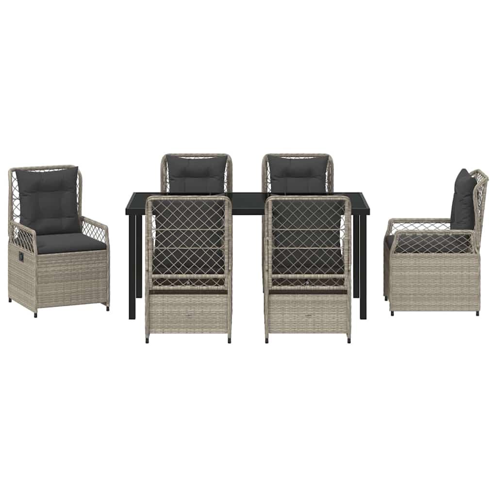 Set da Pranzo per Giardino 7 pcs Grigio chiaro polyrattan - homemem39