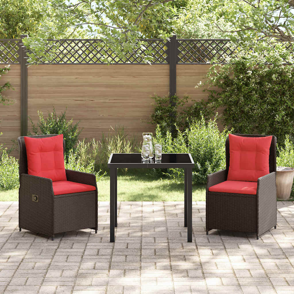 Set da Pranzo per Giardino 3 pcs Marrone Poly Rattan