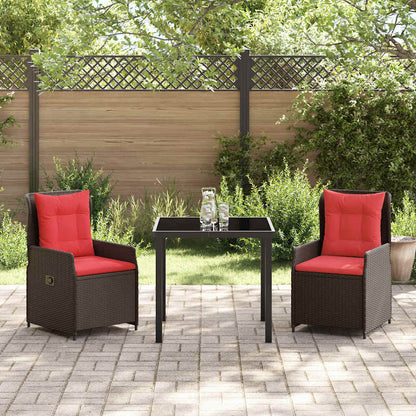Set da Pranzo per Giardino 3 pcs Marrone Poly Rattan