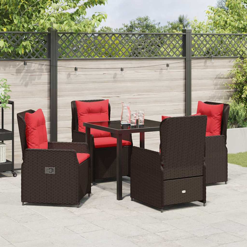 Set da Pranzo per Giardino 5 pcs Marrone Poly Rattan - homemem39