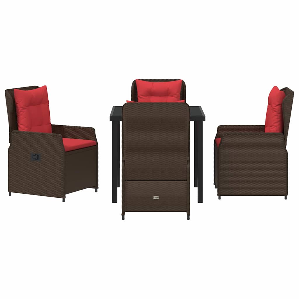 Set da Pranzo per Giardino 5 pcs Marrone Poly Rattan - homemem39