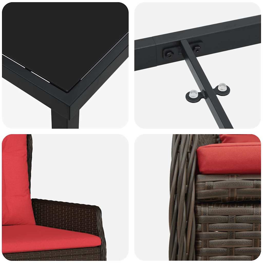 Set da Pranzo per Giardino 5 pcs Marrone Poly Rattan - homemem39