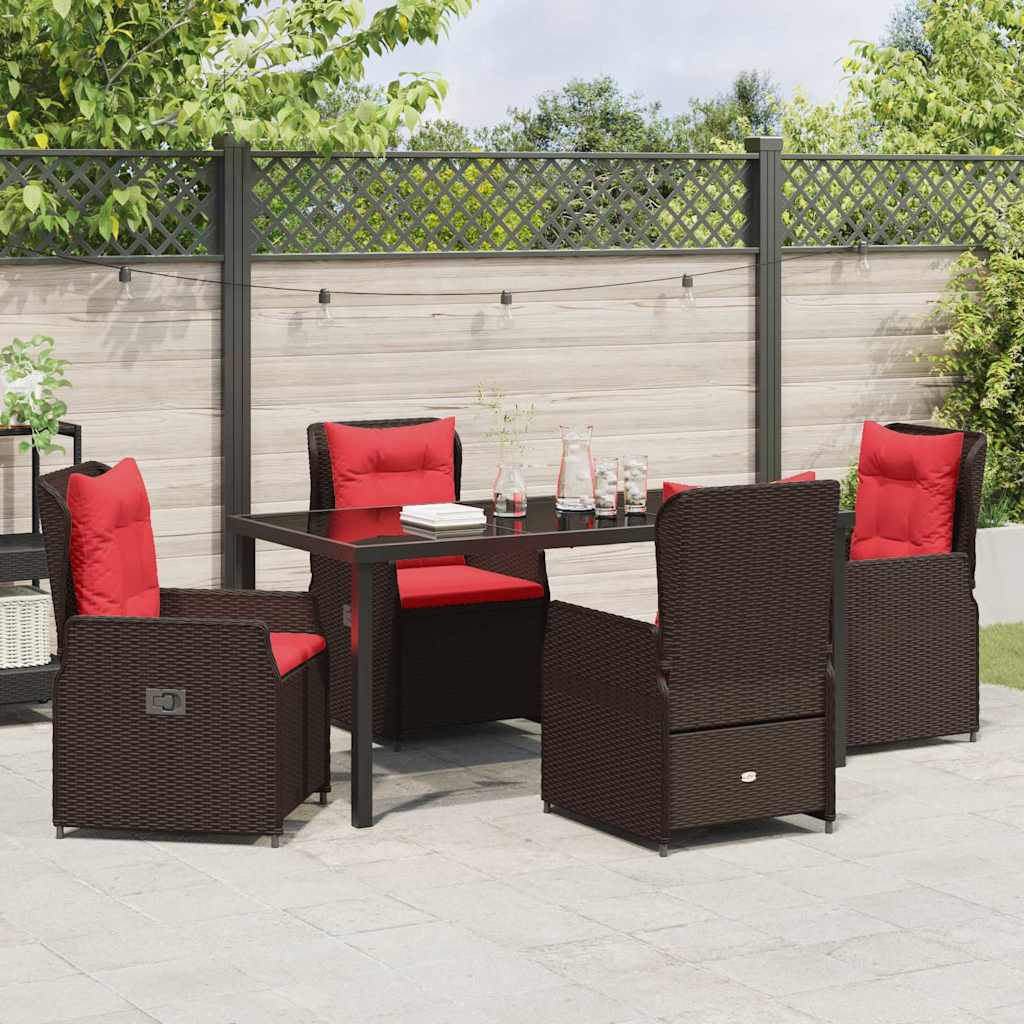 Set da Pranzo per Giardino 5 pcs Marrone Poly Rattan - homemem39