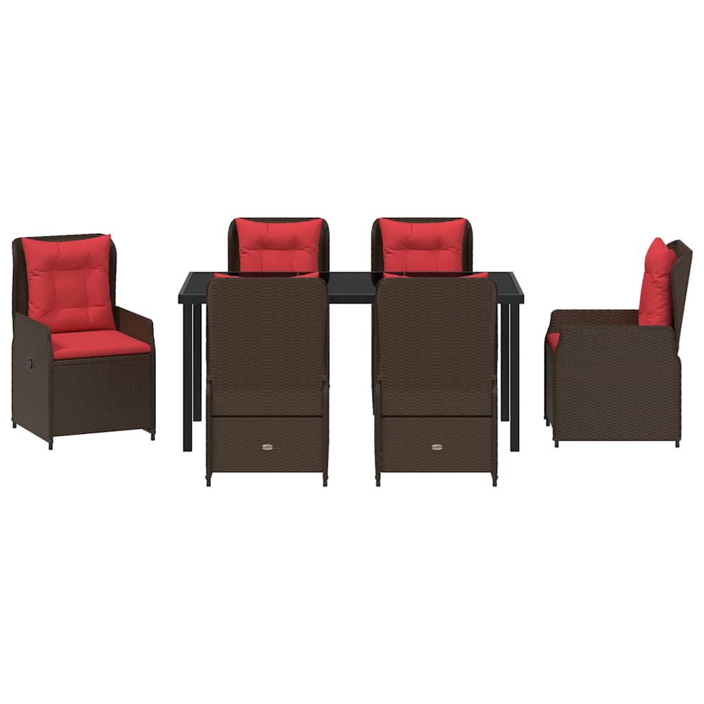 Set da Pranzo per Giardino 7 pcs Marrone Poly Rattan - homemem39