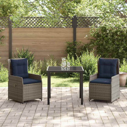 Set da Pranzo per Giardino 3 pcs Grigio Poly Rattan - homemem39