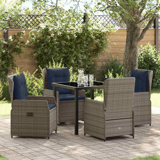 Set da Pranzo per Giardino 5 pcs Grigio Poly Rattan - homemem39
