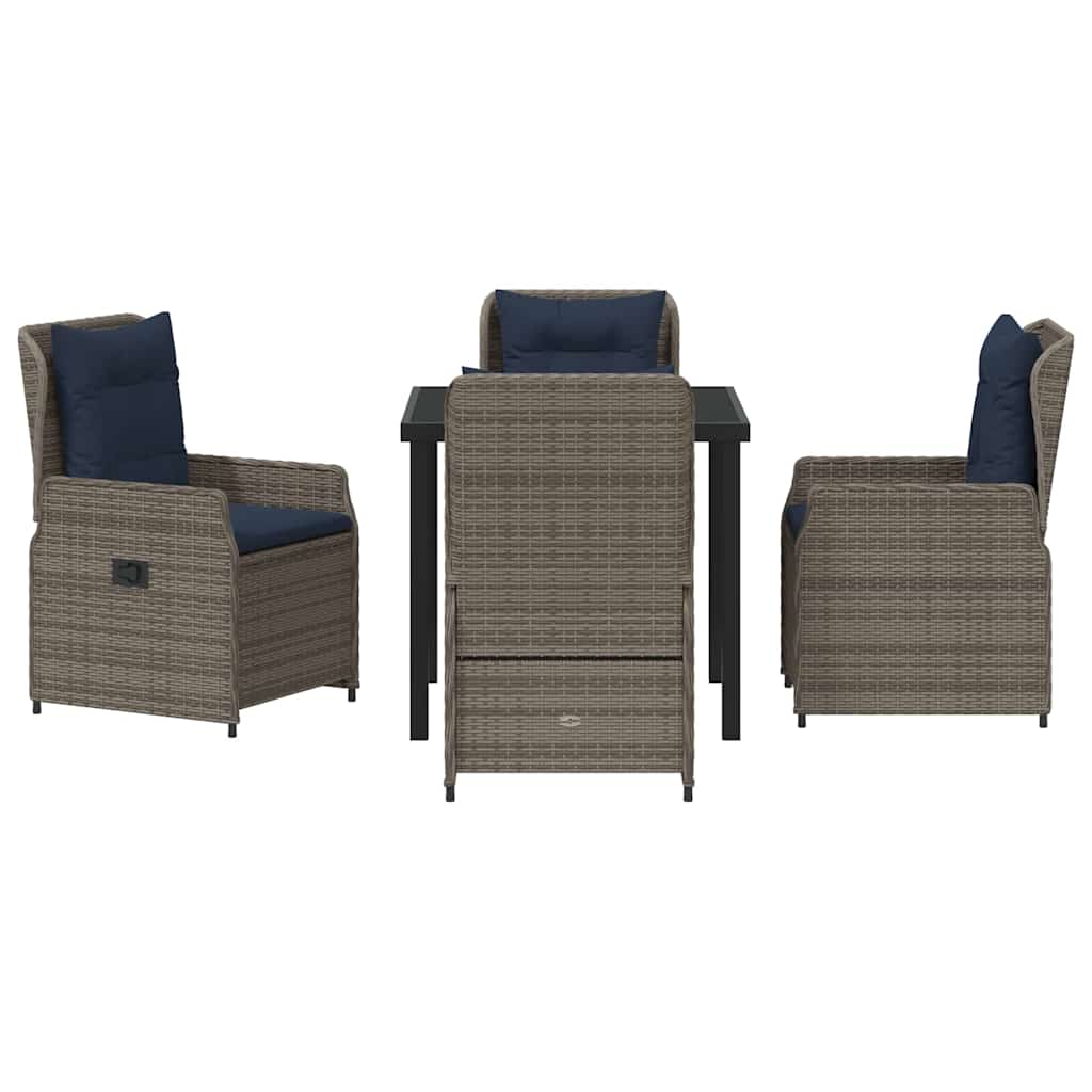 Set da Pranzo per Giardino 5 pcs Grigio Poly Rattan - homemem39