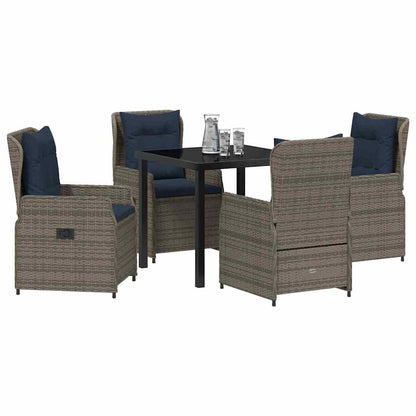 Set da Pranzo per Giardino 5 pcs Grigio Poly Rattan - homemem39