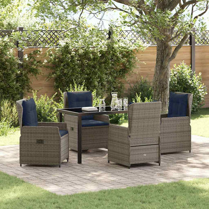 Set da Pranzo per Giardino 5 pcs Grigio Poly Rattan - homemem39