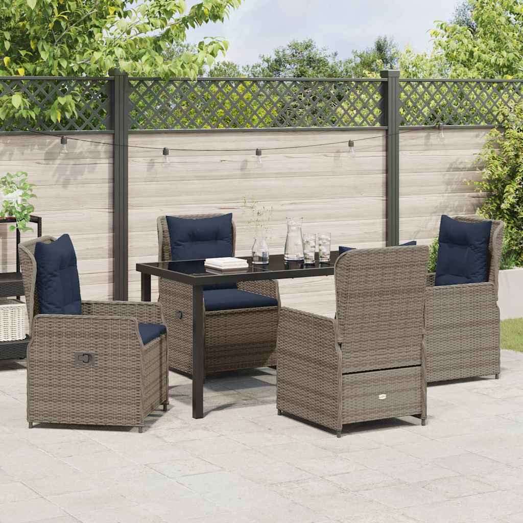 Set da Pranzo per Giardino 5 pcs Grigio Poly Rattan - homemem39