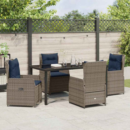 Set da Pranzo per Giardino 5 pcs Grigio Poly Rattan - homemem39