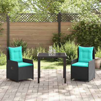 Set da Pranzo per Giardino 3 pcs Nero Poly Rattan - homemem39