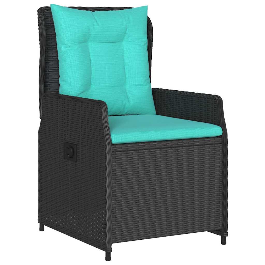 Set da Pranzo per Giardino 3 pcs Nero Poly Rattan - homemem39