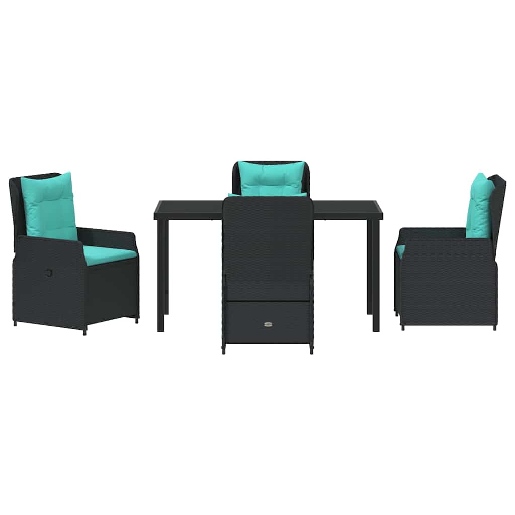 Set da Pranzo per Giardino 5 pcs Nero Poly Rattan - homemem39