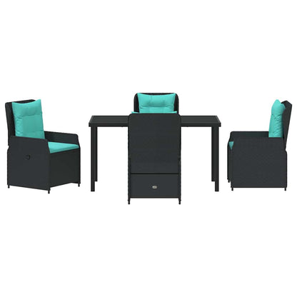 Set da Pranzo per Giardino 5 pcs Nero Poly Rattan - homemem39