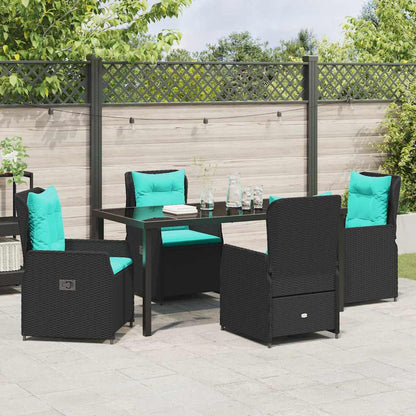 Set da Pranzo per Giardino 5 pcs Nero Poly Rattan - homemem39