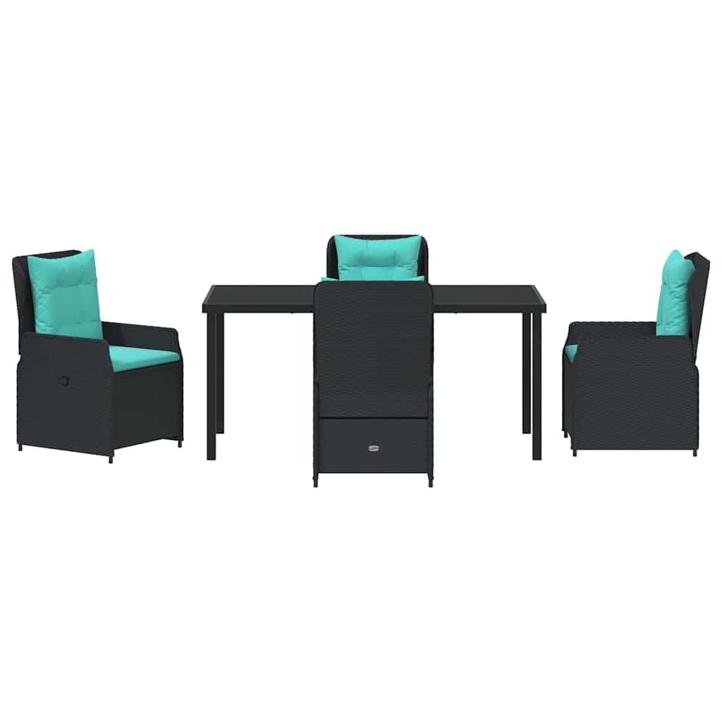 Set da Pranzo per Giardino 5 pcs Nero Poly Rattan - homemem39