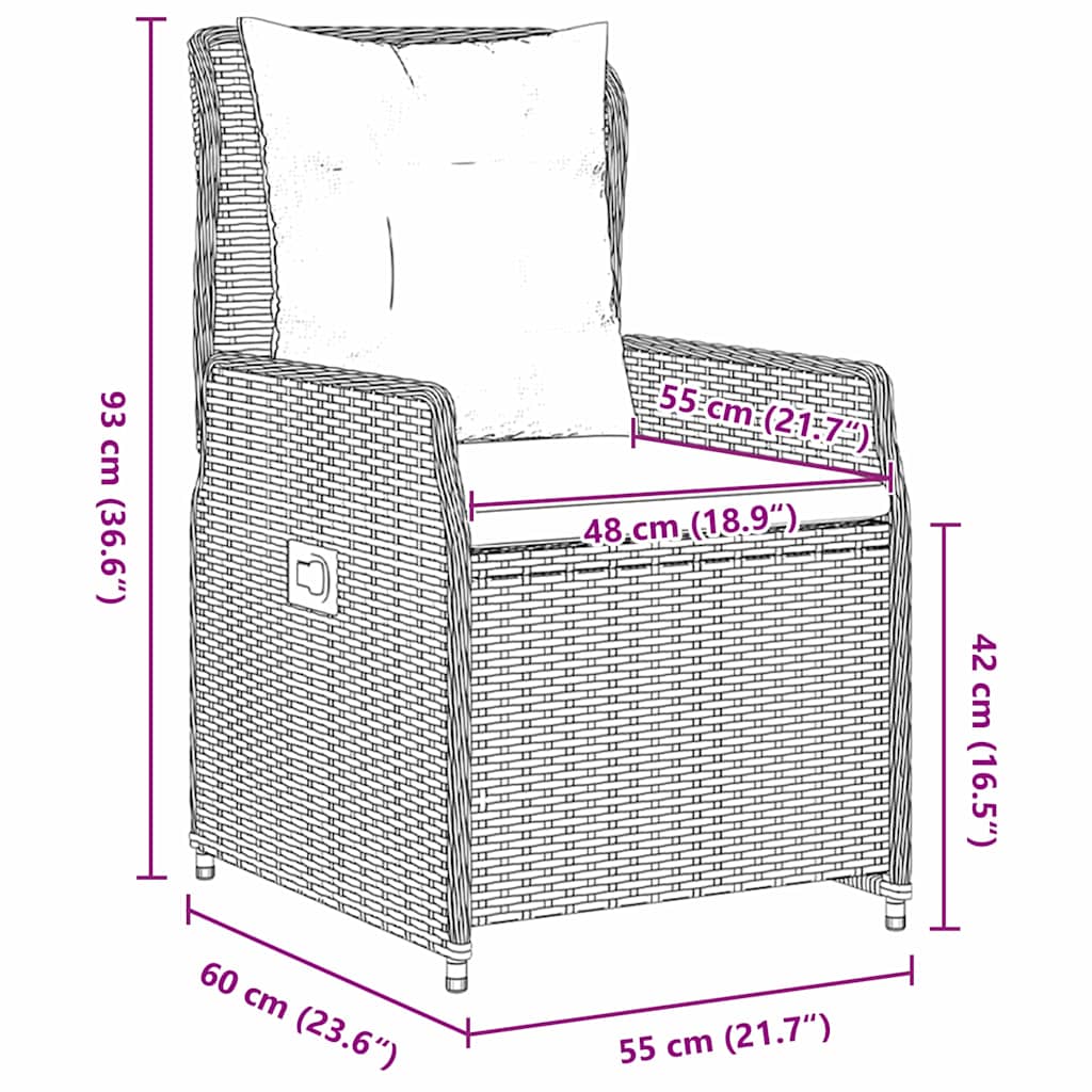 Set da Pranzo per Giardino 5 pcs Nero Poly Rattan - homemem39