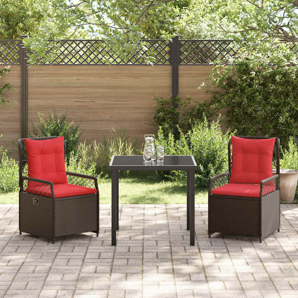Set da Pranzo per Giardino 3 pcs Marrone polyrattan - homemem39