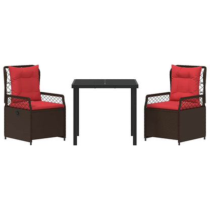Set da Pranzo per Giardino 3 pcs Marrone polyrattan - homemem39