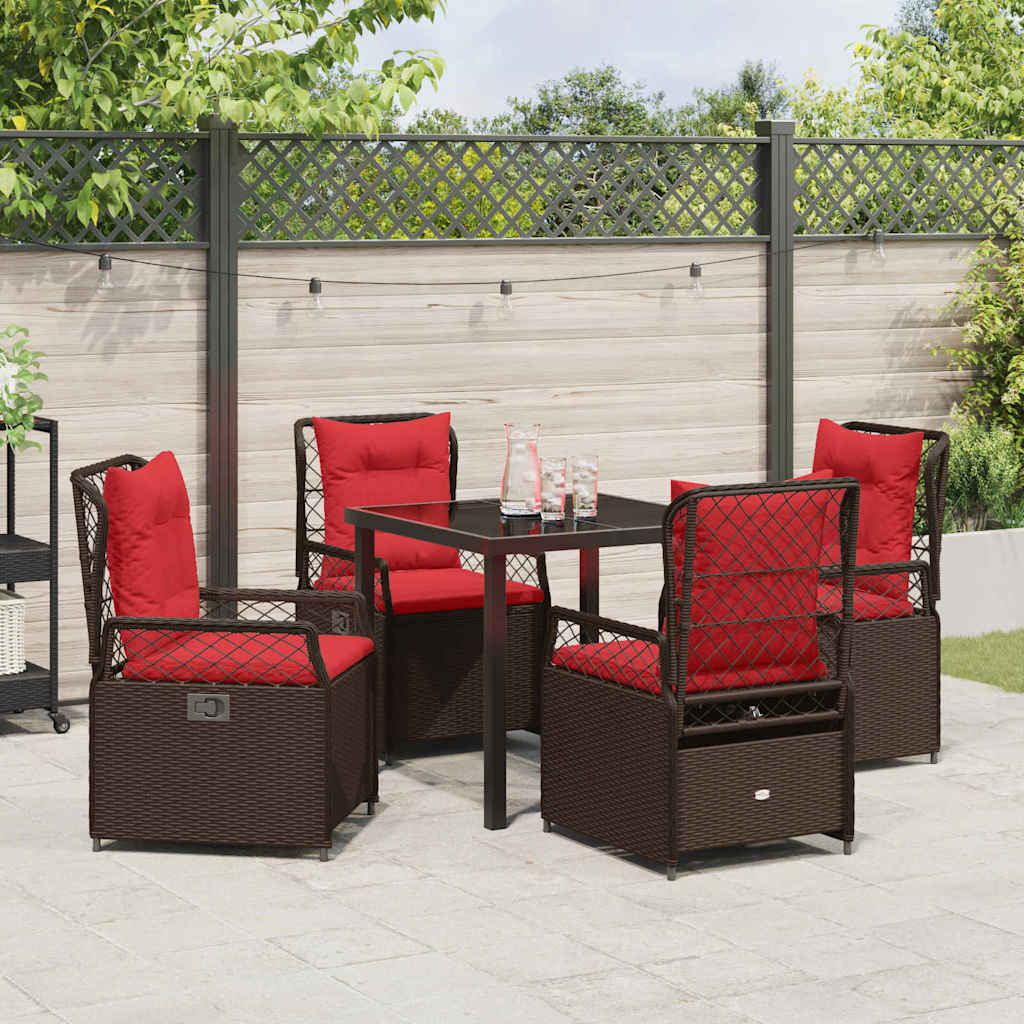 Set da Pranzo per Giardino 5 pcs Marrone polyrattan - homemem39