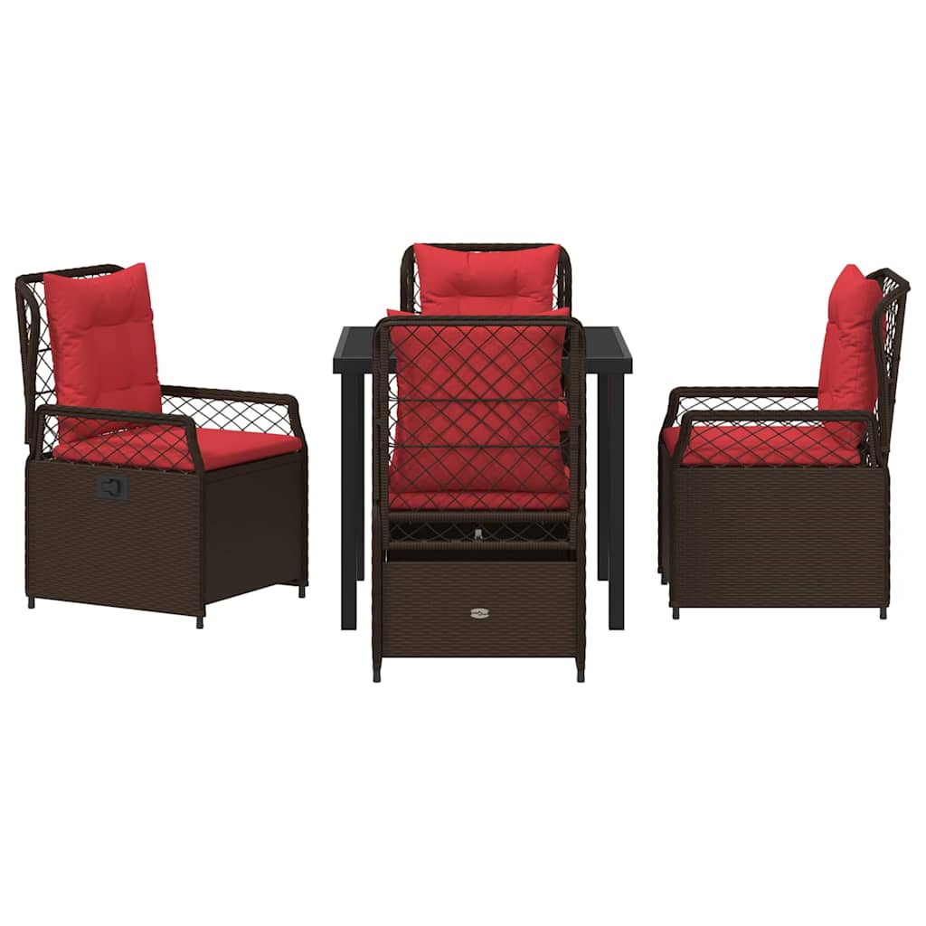 Set da Pranzo per Giardino 5 pcs Marrone polyrattan - homemem39