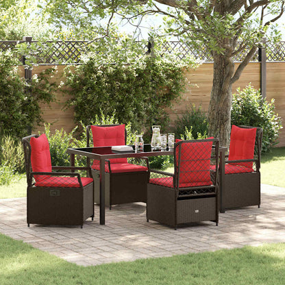 Set da Pranzo per Giardino 5 pcs Marrone polyrattan - homemem39