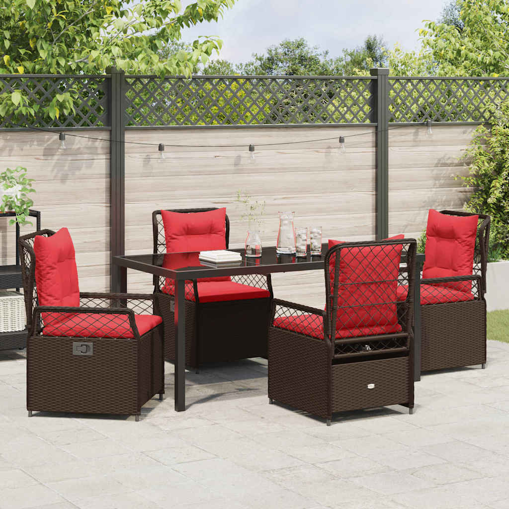 Set da Pranzo per Giardino 5 pcs Marrone polyrattan - homemem39