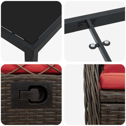 Set da Pranzo per Giardino 7 pcs Marrone polyrattan - homemem39