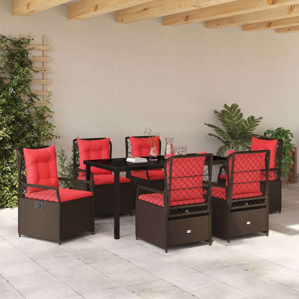 Set da Pranzo per Giardino 7 pcs Marrone polyrattan - homemem39