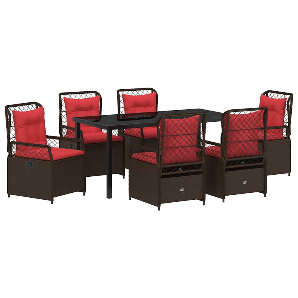 Set da Pranzo per Giardino 7 pcs Marrone polyrattan - homemem39