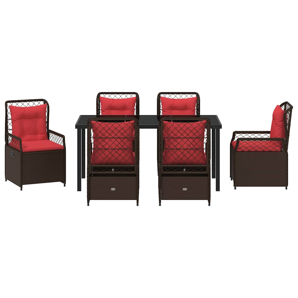 Set da Pranzo per Giardino 7 pcs Marrone polyrattan - homemem39