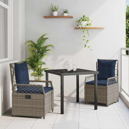Set da Pranzo per Giardino 3 pcs Grigio polyrattan - homemem39