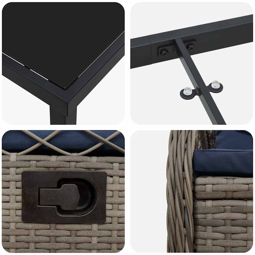 Set da Pranzo per Giardino 5 pcs Grigio polyrattan - homemem39