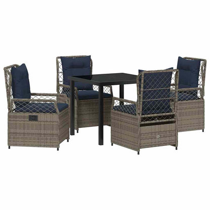 Set da Pranzo per Giardino 5 pcs Grigio polyrattan - homemem39
