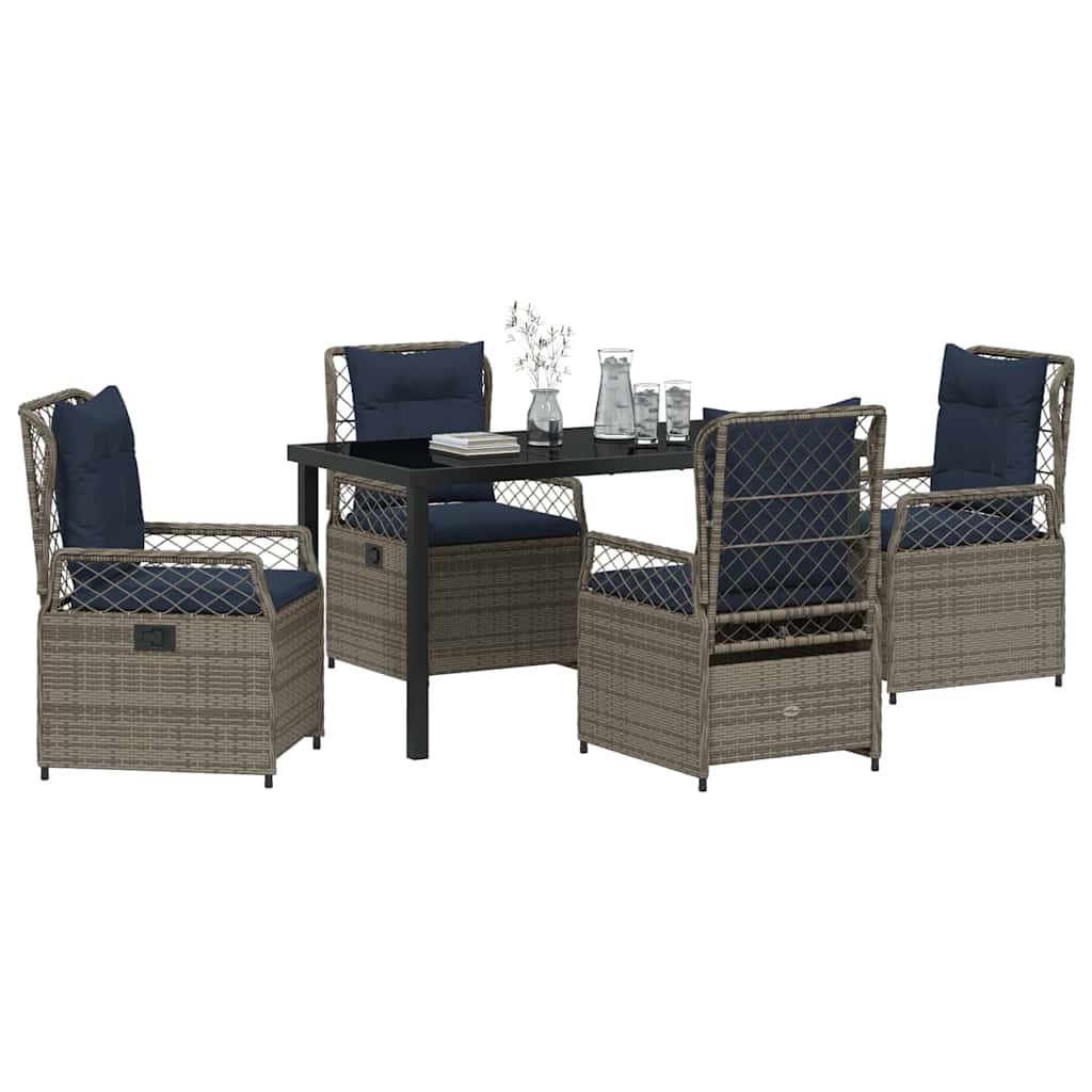 Set da Pranzo per Giardino 5 pcs Grigio polyrattan - homemem39