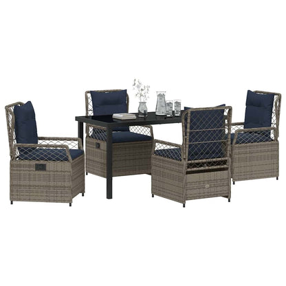 Set da Pranzo per Giardino 5 pcs Grigio polyrattan - homemem39