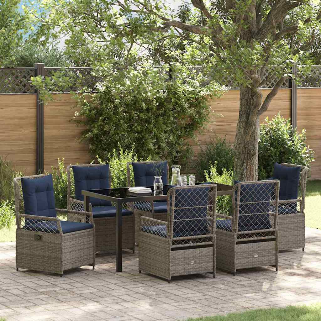 Set da Pranzo per Giardino 7 pcs Grigio polyrattan - homemem39