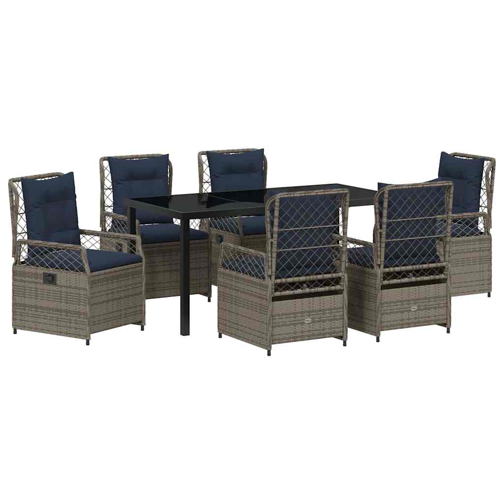 Set da Pranzo per Giardino 7 pcs Grigio polyrattan - homemem39