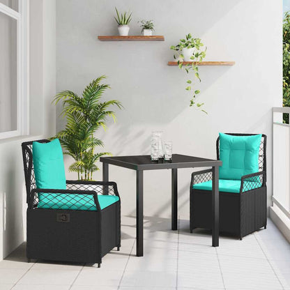 Set da Pranzo per Giardino 3 pcs Nero polyrattan - homemem39