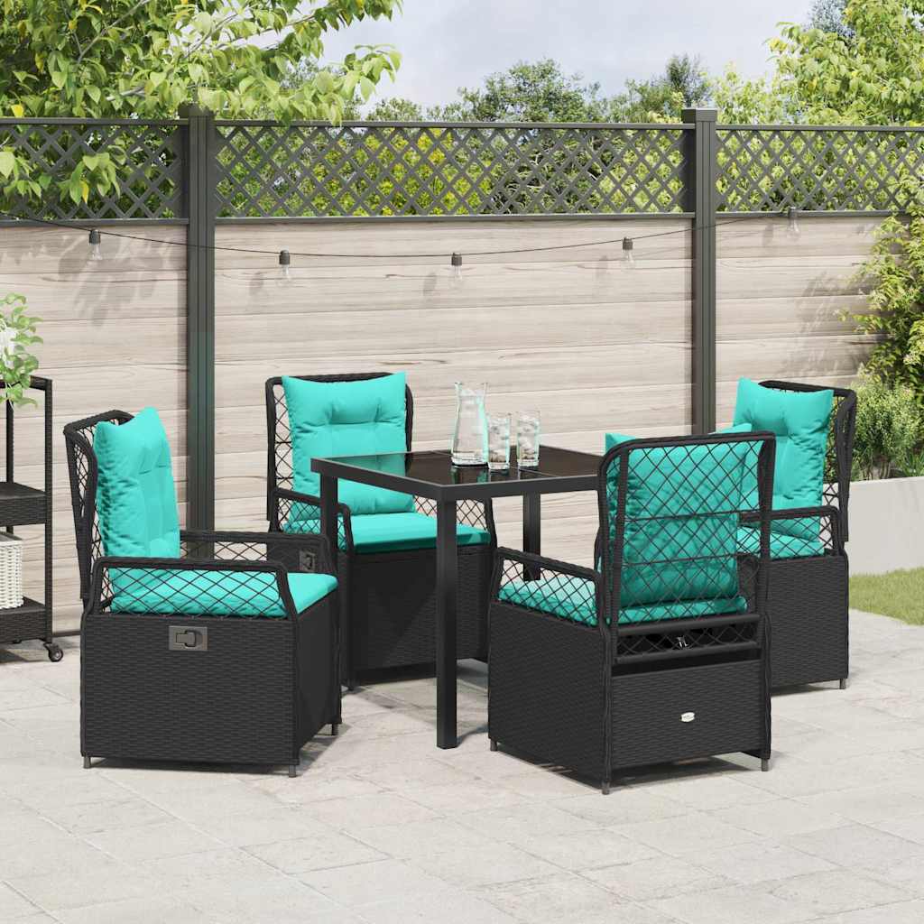 Set da Pranzo per Giardino 5 pcs Nero polyrattan - homemem39