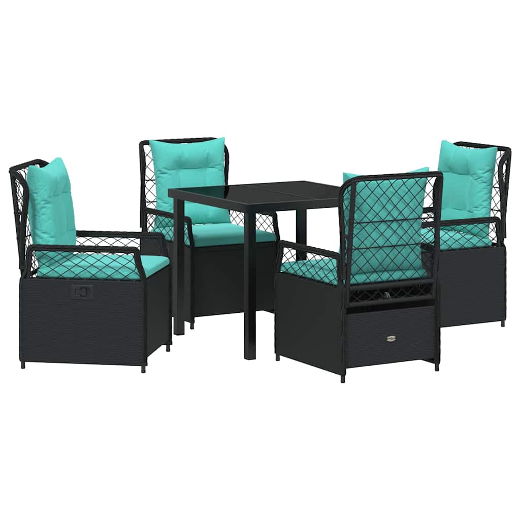 Set da Pranzo per Giardino 5 pcs Nero polyrattan - homemem39
