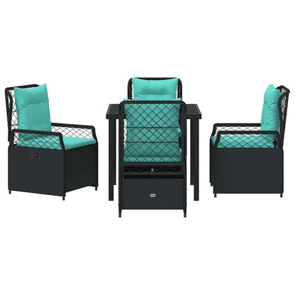 Set da Pranzo per Giardino 5 pcs Nero polyrattan - homemem39