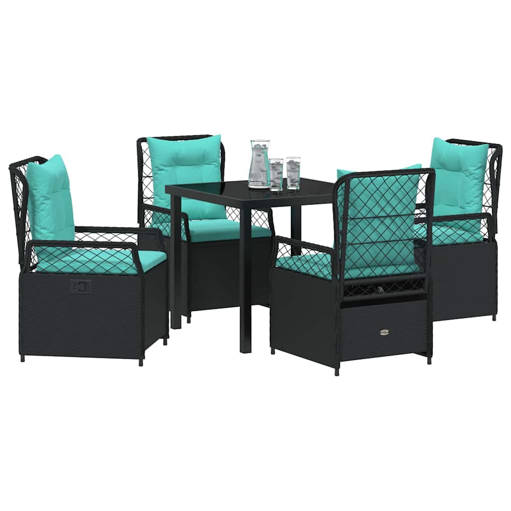 Set da Pranzo per Giardino 5 pcs Nero polyrattan - homemem39