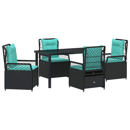 Set da Pranzo per Giardino 5 pcs Nero polyrattan - homemem39